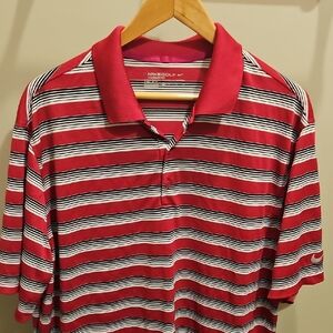 Nike Golf Red and Black Striped Polo